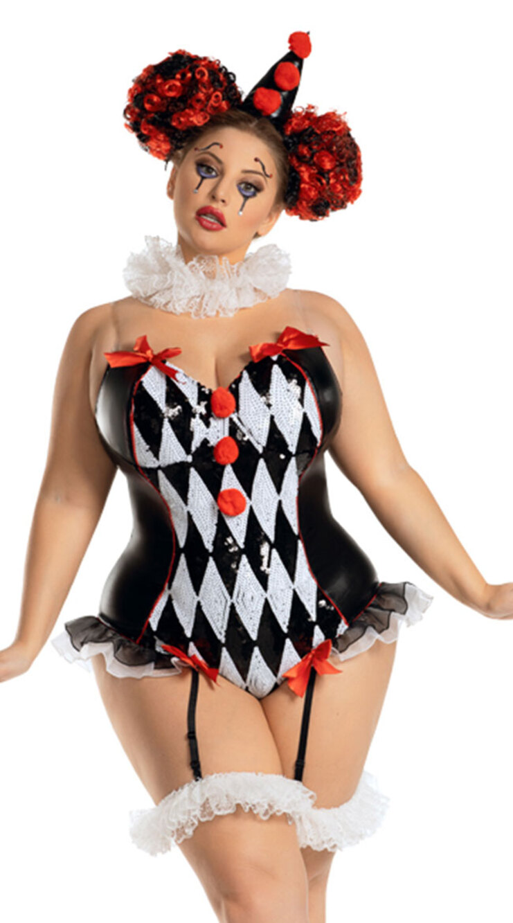 NEW Party King Dark Harlequin Sexy Clown Costume Size 2X
